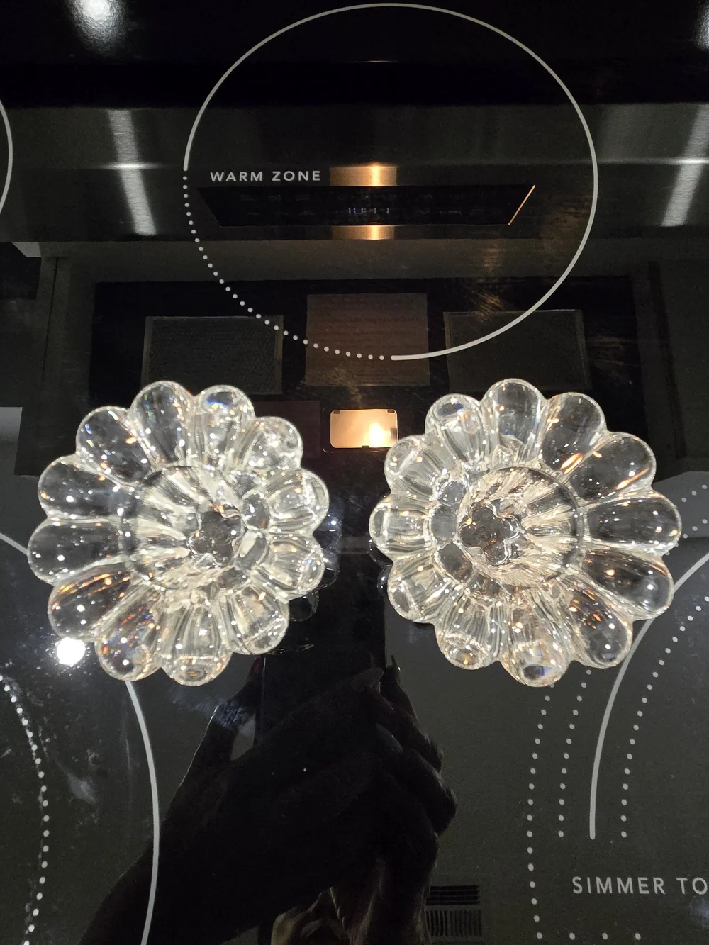 2 For $10 - Clear Glass Floral Candle Holders - Set of 2